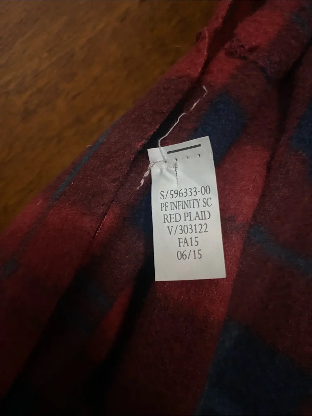 Red and blue plaid fleece loop scarf